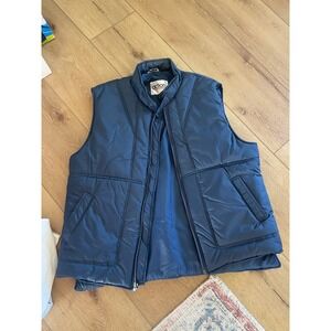 Vintage Action West Puffer Vest Mens XL Navy Blue Quilted Full Zip Mock Neck